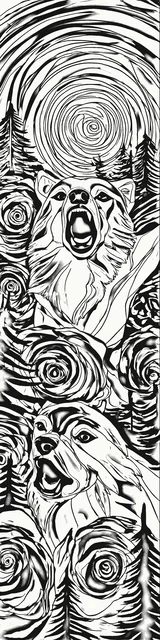 Free colorable bookmarks of another pair of howling wolves